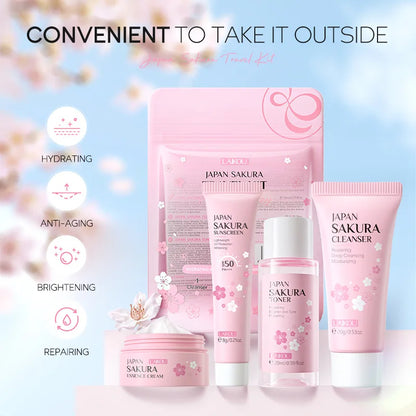 Sakura Skin Care Sets Facial Cleanser Face Cream Serum Toner Moisturizing Brightening Firming Hydrating Face Care Kit