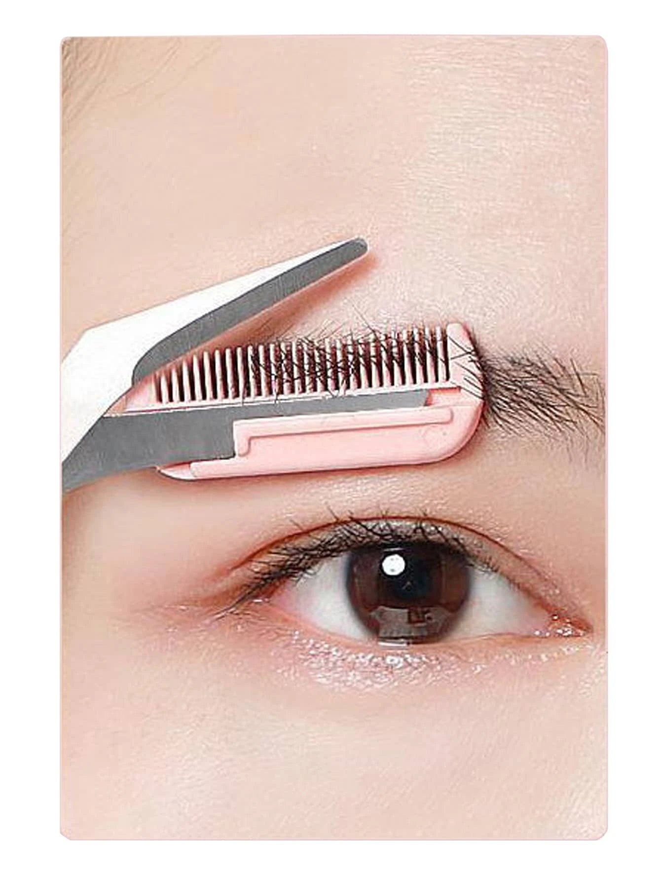 Pink Eyebrow Scissors With Comb