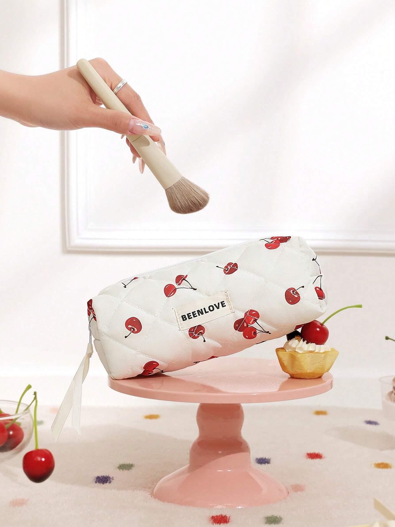 CherryBliss™ Quilted Cosmetic Bag