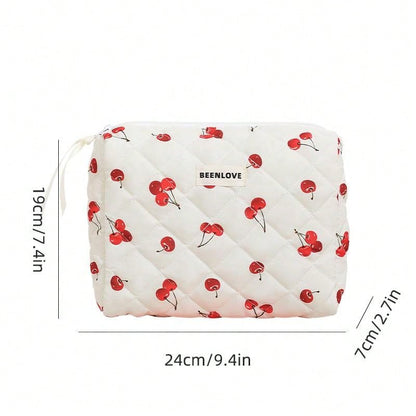 CherryBliss™ Quilted Cosmetic Bag