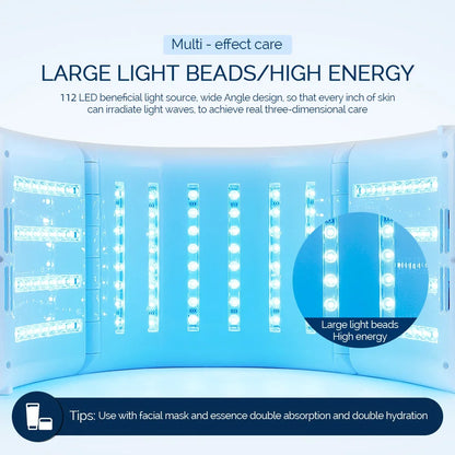 Face Body 7 Colors Large Light Bead LED Photon Machine Home Use High Energy LED Facial Mask PDT Machine Skin Care