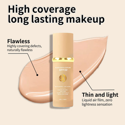 4 In 1 Foundation Liquid 30ml - Hydrating Medium Full Coverage Concealer With SPF50+ Inspired By Forever Bloom - Korean Makeup