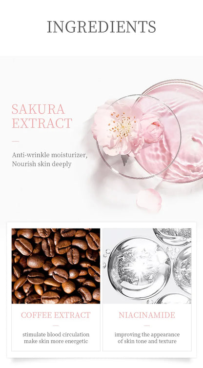 Japan Sakura Skincare Set with Cherry Blossom Extract - 4 Pieces