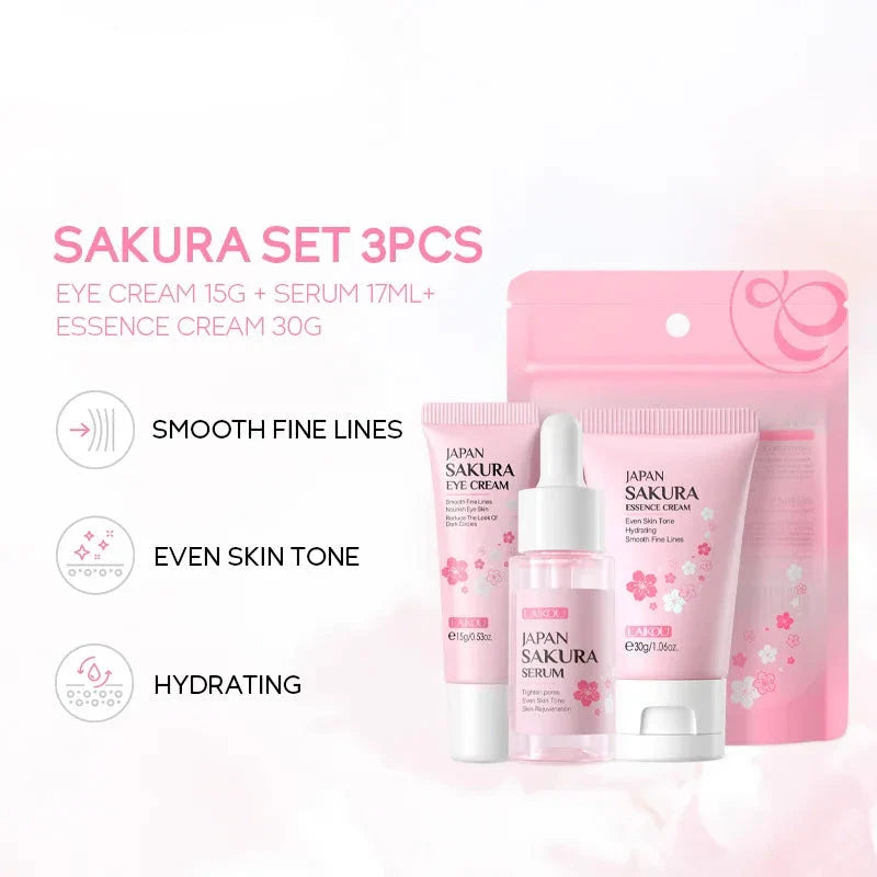 Sakura Skin Care Sets Facial Cleanser Face Cream Serum Toner Moisturizing Brightening Firming Hydrating Face Care Kit