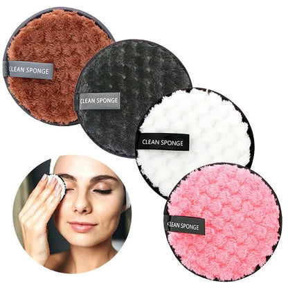 Make-up remover cloth, 4 pieces reusable and washable facial cleansing sponge, soft microfiber pads