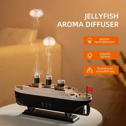 Retro Ship Air Humidifier Ultrasonic Aromatherapy Diffusers Mist Maker Fragrance Essential Oil Aroma Difusor Remote control