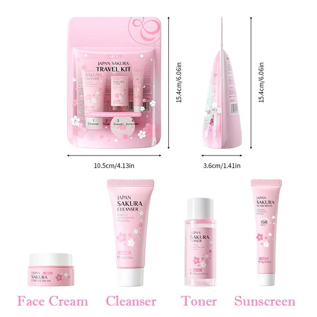 Sakura Skin Care Sets Facial Cleanser Face Cream Serum Toner Moisturizing Brightening Firming Hydrating Face Care Kit