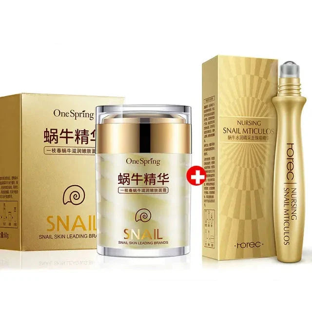 Snail Collagen Facial & Eye Care Pack with Massage Roller Serum - 2 Pieces