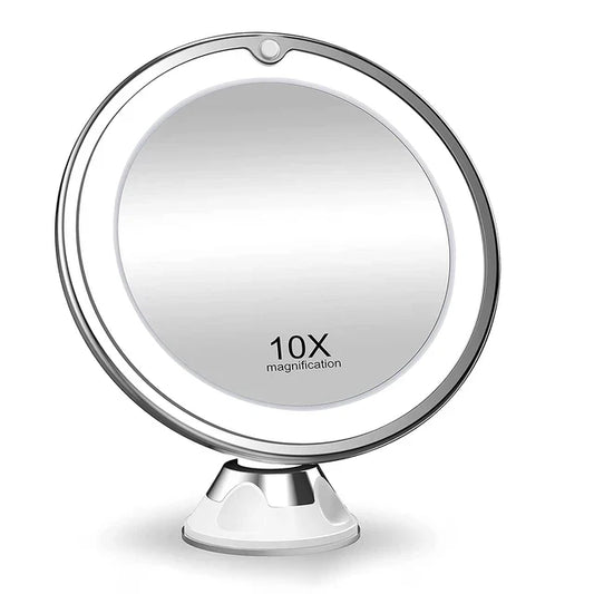 Portable Makeup Mirror with 10X Magnification, LED Lighting and Touch Screen